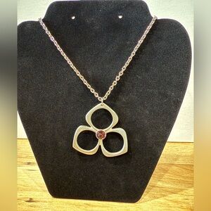 Vintage HW Tenn Sweden Pewter pendant necklace with Purple Stone